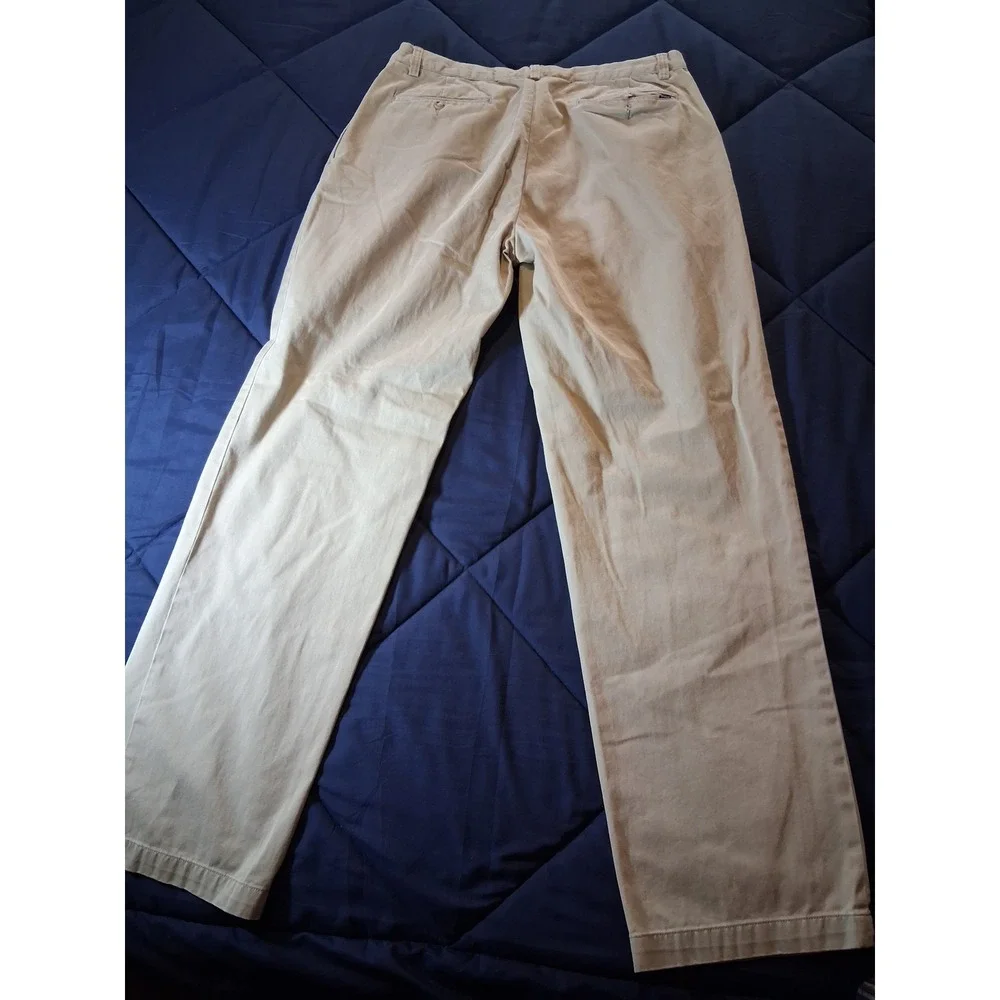 Polo Ralph Lauren Mens 34x32 Khaki Tan Classic Fit Pleated Chino Pants Cotton